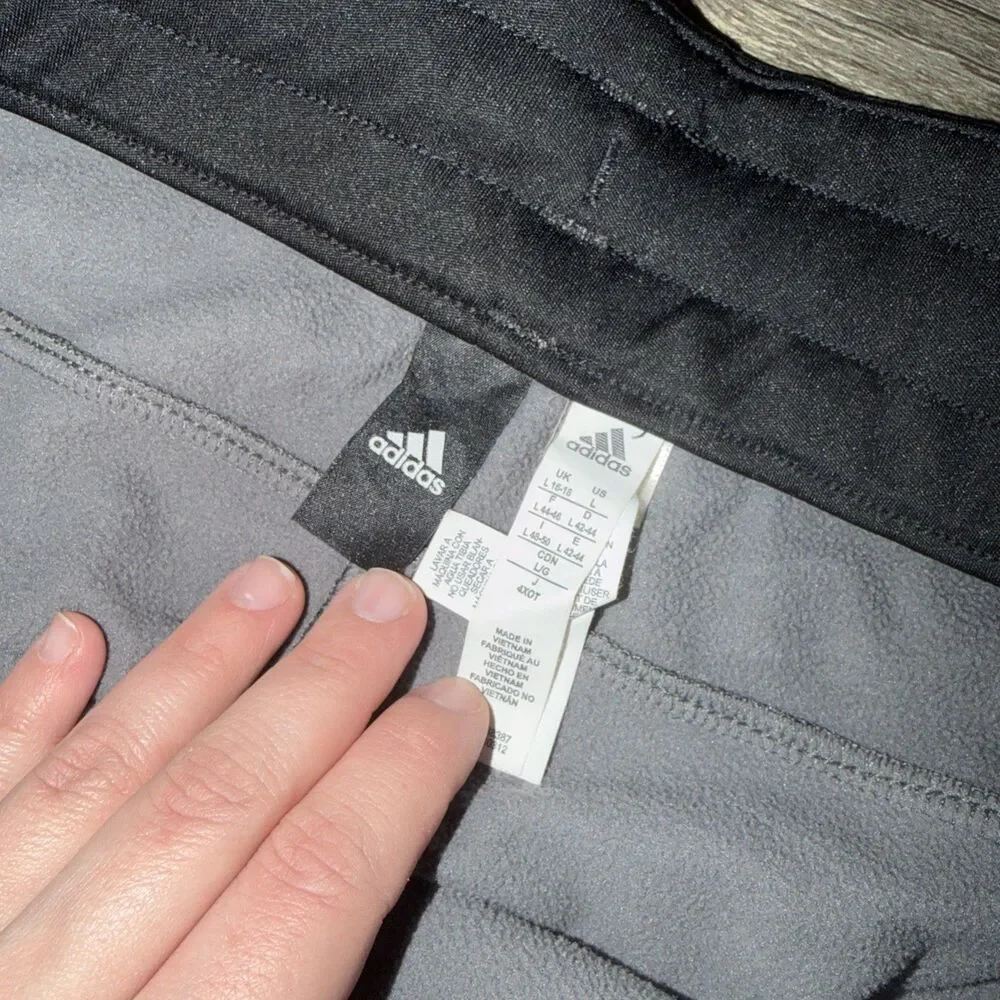 Adidas Jogger Pants L Gray Tapered Pull On Drawstring Pockets‎